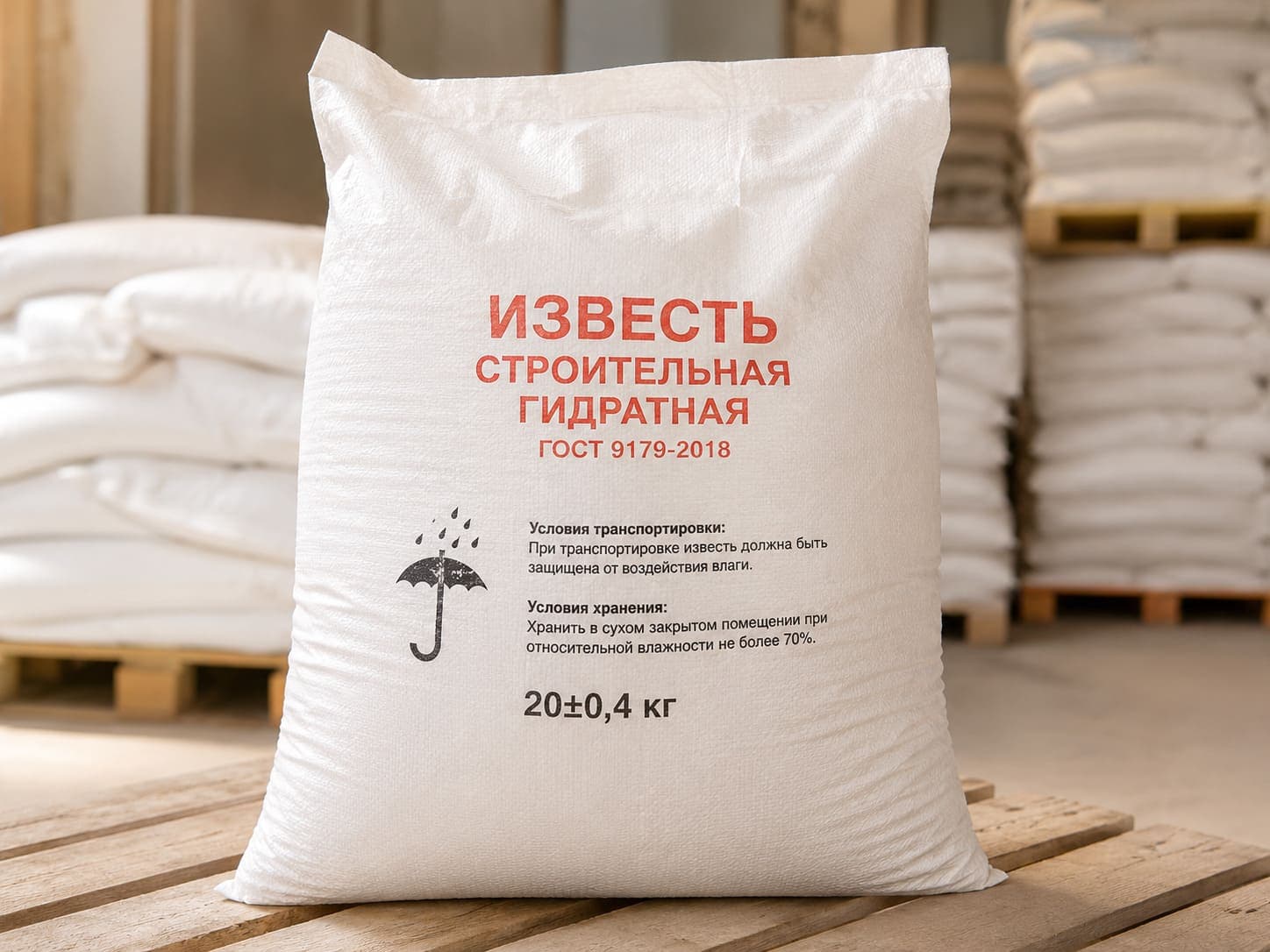 Известь гашеная в мешках 20 кг